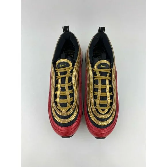 Nike Air Max 97 Red Gold Sequin Women's Sneaker Shoes Metallic - Picture 12 of 12